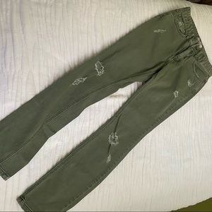 Free People Olive Distressed Jeans